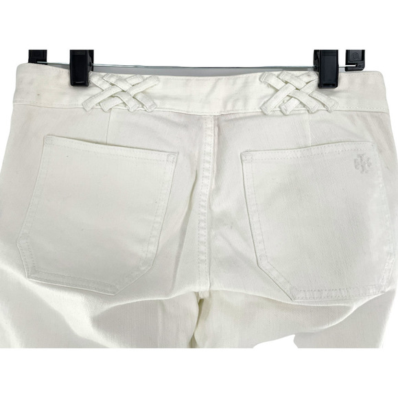𝅺new TORY BURCH WHITE IZZY CROP ANKLE JEANS - Picture 5 of 8